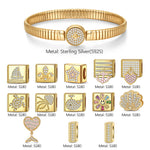 Sterling Silver Seafaring Dreamscapes Rectangular Charms Bracelet Set In 14K Gold Plated (Includes bracelet and all charms shown)