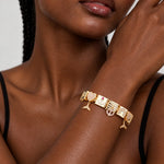 Sterling Silver Enchanted Undersea Rectangular Charms Bracelet Set In 14K Gold Plated (Includes bracelet and all charms shown)