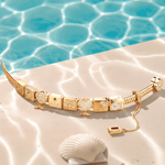 Sterling Silver Enchanted Undersea Rectangular Charms Bracelet Set In 14K Gold Plated (Includes bracelet and all charms shown)