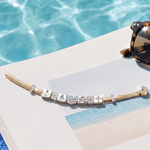 Sterling Silver Pirate's Expedition Rectangular Charms Bracelet Set In White Gold Plated (Includes bracelet and all charms shown)