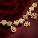 Sterling Silver Shimmering Love Charms Bracelet Set In 14K Gold Plated