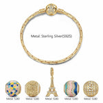 Sterling Silver Dreamy Kaleidoscope Charms Bracelet Set With Enamel In 14K Gold Plated (Includes bracelet and all charms shown)