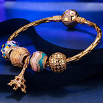 Sterling Silver Dreamy Kaleidoscope Charms Bracelet Set With Enamel In 14K Gold Plated