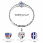 Sterling Silver Romance Magic Charms Bracelet Set With Enamel In White Gold Plated