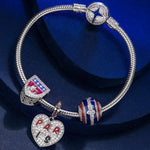 Sterling Silver Romance Magic Charms Bracelet Set With Enamel In White Gold Plated (Includes bracelet and all charms shown)