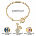 Sterling Silver Gold Ping Pong Charms Bracelet Set With Enamel In 14K Gold Plated