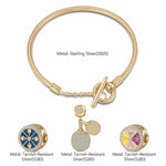 Sterling Silver Gold Ping Pong Charms Bracelet Set With Enamel In 14K Gold Plated (Includes bracelet and all charms shown)