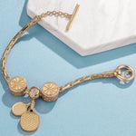 Sterling Silver Gold Ping Pong Charms Bracelet Set With Enamel In 14K Gold Plated
