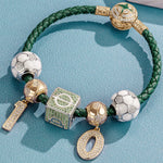 Sterling Silver Soccer King Charms Bracelet Set With Enamel, Featuring Dual Plating in 14K Gold and White Gold (Includes bracelet and all charms shown)