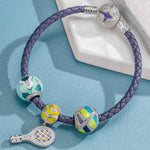 Sterling Silver Cute Tennis Charms Bracelet Set With Enamel In White Gold Plated