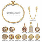 Sterling Silver Sacred Door Charms Bracelet Set With Enamel In 14K Gold Plated