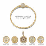 Sterling Silver Cascading Sunlight Charms Bracelet Set With Enamel In 14K Gold Plated