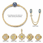 Sterling Silver Sunlit Clover Charms Bracelet Set With Enamel In 14K Gold Plated (Includes bracelet and all charms shown)