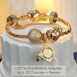 Sterling Silver Congrats on Graduating Charms Bracelet Set In 14K Gold Plated (Includes bracelet and all charms shown)