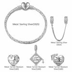 Sterling Silver Congrats on Graduating Charms Bracelet Set In White Gold Plated (Includes bracelet and all charms shown)