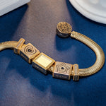 Sterling Silver Memories Starlight Rectangular Charms Bracelet Set In 14K Gold Plated