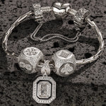 Sterling Silver Interlaced Fate Charms Bracelet Set With Enamel In White Gold Plated
