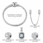 Sterling Silver Interlaced Fate Charms Bracelet Set With Enamel In White Gold Plated (Includes bracelet and all charms shown)