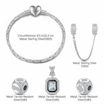 Sterling Silver Interlaced Fate Charms Bracelet Set With Enamel In White Gold Plated (Includes bracelet and all charms shown)