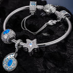 Sterling Silver Starlit Treasures Moonstone Charms Bracelet Set In White Gold Plated
