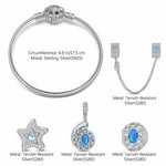 Sterling Silver Starlit Treasures Moonstone Charms Bracelet Set In White Gold Plated