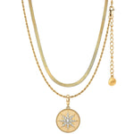 Sterling Silver Shining North Star Charms Necklace Set In 14K Gold Plated