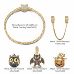 Sterling Silver Playful Monsters Charms Bracelet Set With Enamel In 14K Gold Plated