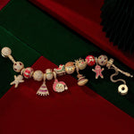 Sterling Silver Santa's Magical World Charms Bracelet Set With Enamel In 14K Gold Plated