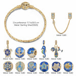 Sterling Silver Ocean Getaway Charms Bracelet Set With Enamel In 14K Gold Plated (Includes bracelet and all charms shown)