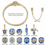 Sterling Silver Ocean Getaway Charms Bracelet Set With Enamel In 14K Gold Plated (Includes bracelet and all charms shown)