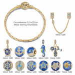 Sterling Silver Ocean Getaway Charms Bracelet Set With Enamel In 14K Gold Plated (Includes bracelet and all charms shown)