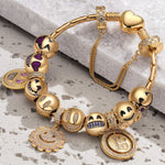 Sterling Silver Bright Smiles Charms Bracelet Set In 14K Gold Plated