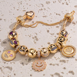 Sterling Silver Bright Smiles Charms Bracelet Set In 14K Gold Plated