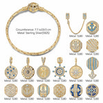 Sterling Silver Adventure Awaits Charms Bracelet Set With Enamel In 14K Gold Plated