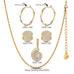 Sterling Silver Exquisite Moonstone Charms Necklace Set In 14K Gold Plated