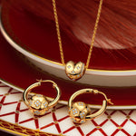 Sterling Silver Full of Love Charms Necklace and Earrings Set In 14K Gold Plated