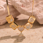Sterling Silver Maritime Beauty Rectangular Charms Necklace Set In 14K Gold Plated