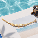 Sterling Silver Maritime Beauty Rectangular Charms Bracelet Set In 14K Gold Plated (Includes bracelet and all charms shown)