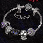 Sterling Silver Spooky Fun Charms Bracelet Set With Enamel In Two-Tone Plating