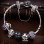 Sterling Silver Spooky Fun Charms Bracelet Set With Enamel In Two-Tone Plating