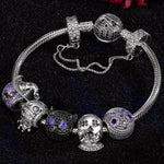 Sterling Silver Spooky Fun Charms Bracelet Set With Enamel In Two-Tone Plating (Includes bracelet and all charms shown)