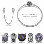 Sterling Silver Spooky Fun Charms Bracelet Set With Enamel In Two-Tone Plating