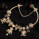 Limited Edition Flash Sale: Sterling Silver Skull Empire Charms Bracelet Set With Enamel In 14K Gold Plated