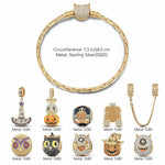 Sterling Silver The Monsters' Revelry Charms Bracelet Set With Enamel In 14K Gold Plated (Includes bracelet and all charms shown)