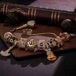 Sterling Silver The Monsters' Revelry Charms Bracelet Set With Enamel In 14K Gold Plated (Includes bracelet and all charms shown)