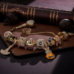 Sterling Silver The Monsters' Revelry Charms Bracelet Set With Enamel In 14K Gold Plated (Includes bracelet and all charms shown)