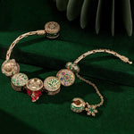 Sterling Silver Joyous Festive Charms Bracelet Set With Enamel In 14K Gold Plated (Includes bracelet and all charms shown)