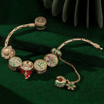 Sterling Silver Joyous Festive Charms Bracelet Set With Enamel In 14K Gold Plated