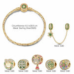 Sterling Silver Joyous Festive Charms Bracelet Set With Enamel In 14K Gold Plated (Includes bracelet and all charms shown)