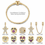 Sterling Silver Smile and Embrace Charms Bracelet Set With Enamel In 14K Gold Plated